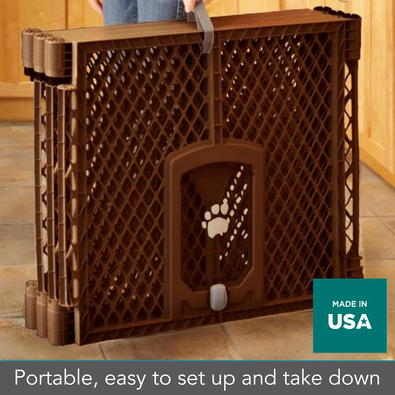 North States MyPet 2-Panel Extension for Petyard Passage: Made in USA. Freestanding. Increases play area up to 34 sq. ft. (26" tall, Brown)