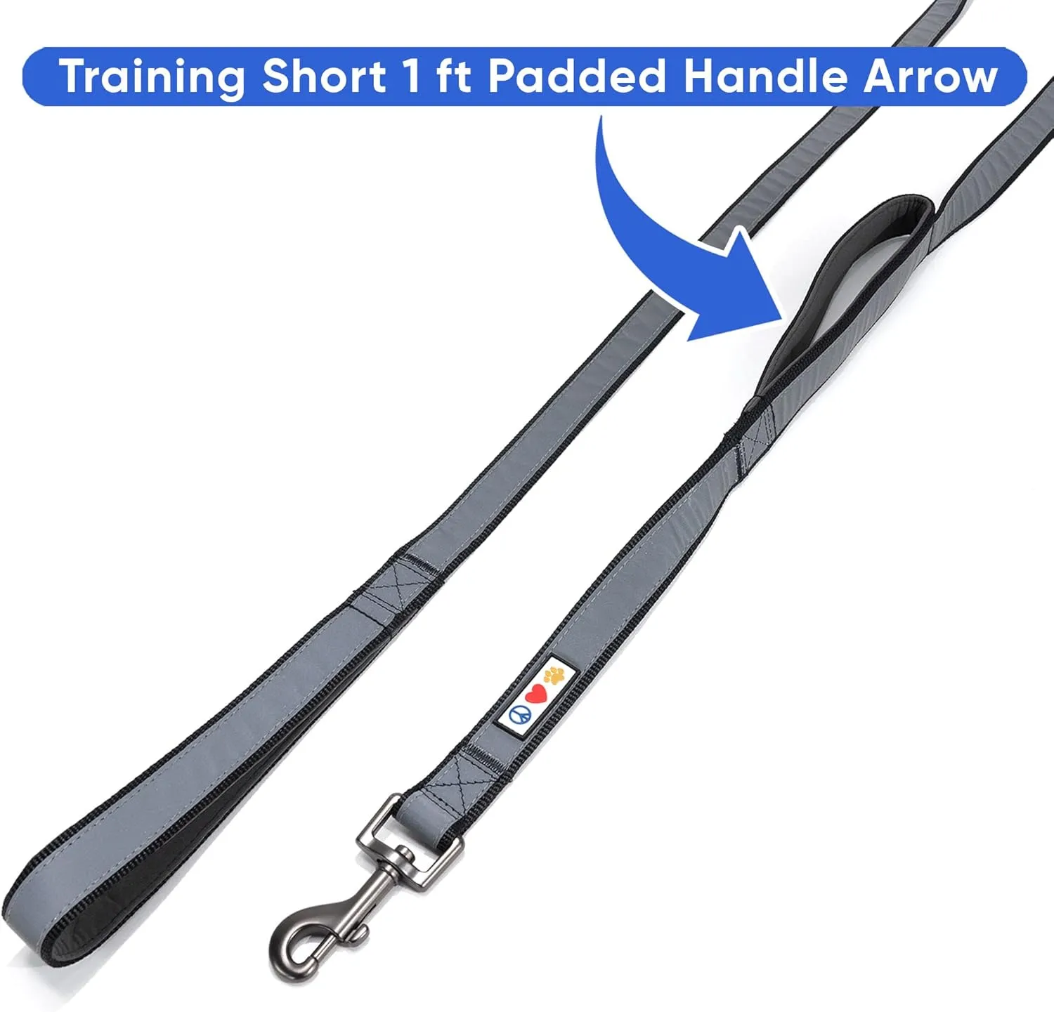 Pawtitas Double Handle Dog Leash Heavy Duty for Training No Pull Leashes Ideal for Medium and Large Dogs | Great for Walking, Running & Training Dog Leash - Medium/Large - Black