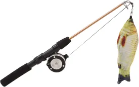 Retractable Cat Teaser Wand Toy | Interactive Fishing Rod with Simulation Fish | Extendable 74cm / 29.1in for Indoor Cats | ABS   Cotton Sturdy Design (Crucian carp   Fishing Rod)