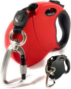 Retractable Dog Leash for Large and Medium Dogs with Locking Carabiner | Heavy Duty 16 ft Strong Reflective Polyester Webbing, 1-Button Break & Lock, Anti-Slip Handle, Tangle Free