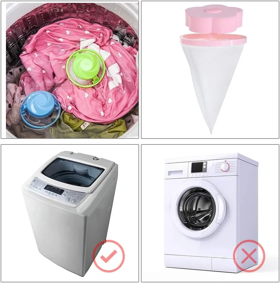 Reusable Washing Machine Lint Catcher Floating Lint Mesh Bag Pet Hair Lint Mesh Remover Washer Lint Traps Bag Hair Filter Net Household Tool