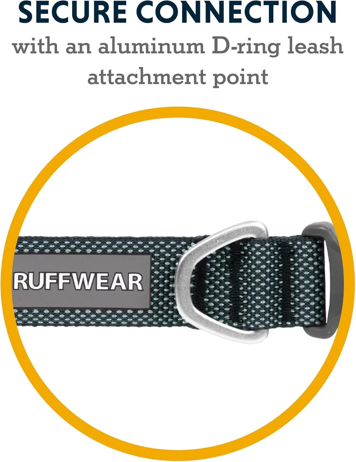 Ruffwear, Hi & Light Dog Collar, Ultralight Reflective Quick Release Buckle, Adjustable Trail Running Polyester Collar with Silent Tag Ring, Basalt Gray, 20"-26"