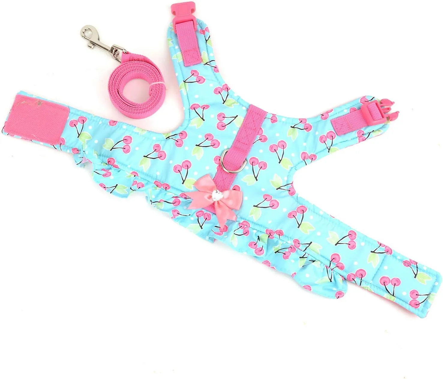 SELMAI Cat Harness and Leash for Walking Escape Proof Cherry Vest Harness for Small Dogs Boys Girls Kitten Puppies Easy on Jacket Soft Padded Cat Vest for Walking Outdoor Spring Autumn M