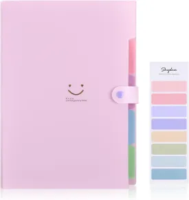 SKYDUE Expanding File Folder with 5 Pockets, Cute Accordion File Organizer, Letter Size Filing Folder, Portable Paper Receipt Organizer, School Office Supplies Purple