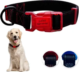 Sporn Dog ID Collar for Large Dogs, Black & Red Small Dog Collar Made of Nylon with Contrasting Colored Stitiching, Dog Collars for Large Dogs Includes 3 Pcs Prefolded Waterproof Paper
