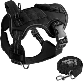 Tactical Dog Harness with Multifunctional Storage Pouch & Heavy-Duty Handle - Waterproof Reflective Vest for Medium/Large Dogs, Includes Leash