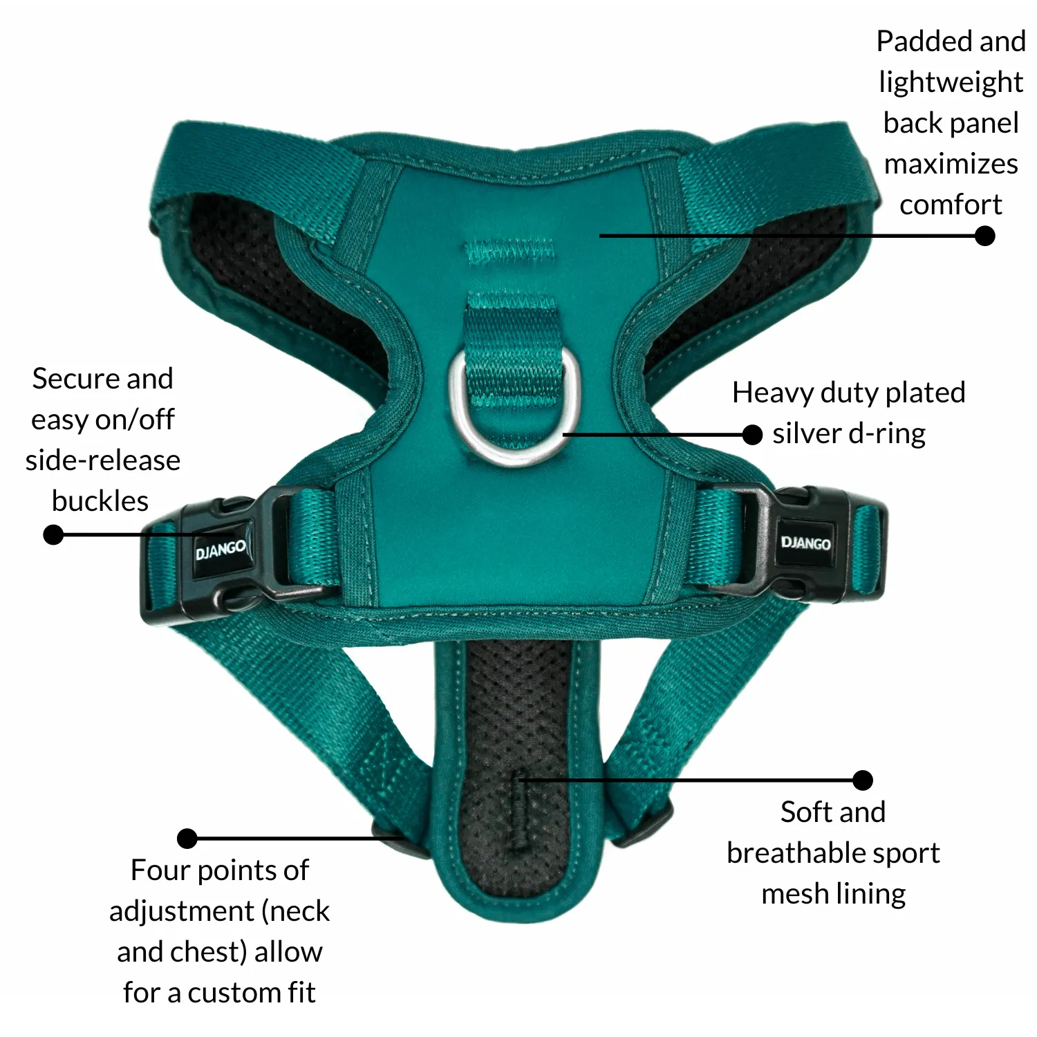 Tahoe No Pull Dog Harness - Dark Teal Green