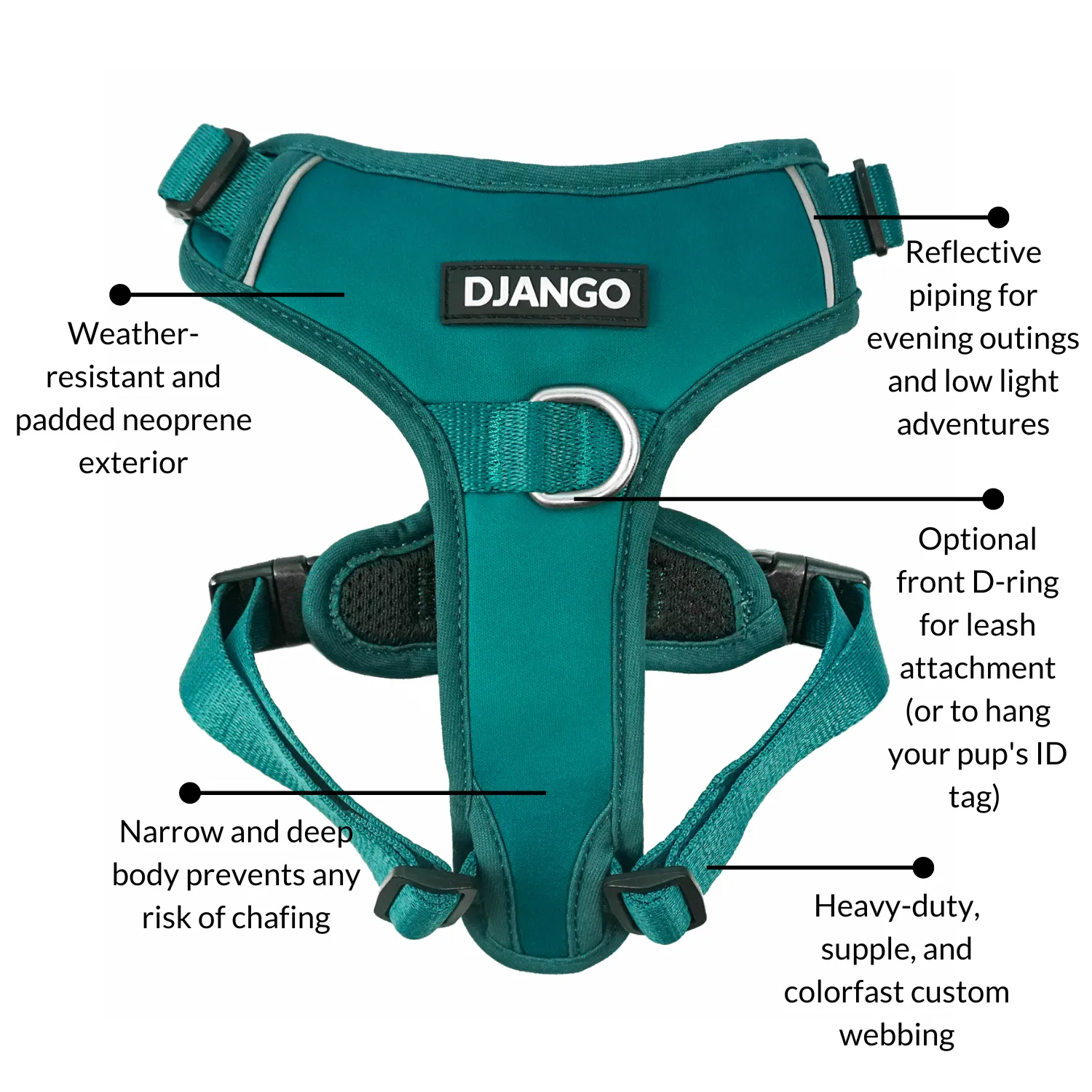 Tahoe No Pull Dog Harness - Dark Teal Green