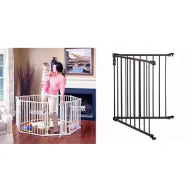 Toddleroo by North States 3 in 1 Metal Superyard 8 Panel Play Yard, Baby Gate, Playpen or Extra Wide Baby Fence, 199" Wide with 2 Panel Extension for Extra 48"