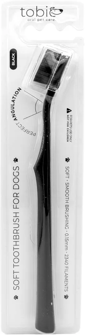 Toothbrush for Dogs with 2340 Filaments - Adult & Puppy Toothbrush - Gentle Doggy Toothbrush with Soft Bristles - Soft Dog Toothbrush for Dog Dental Care - in Black