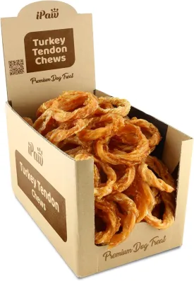 Turkey Tendon for Dogs, Ingredient Sourced from USA, Hypoallergenic, All Natural Human Grade Puppy Chew, Dog Treats for Signature Series, Rawhide Alternative, 40 Units/Box Ring (Small)