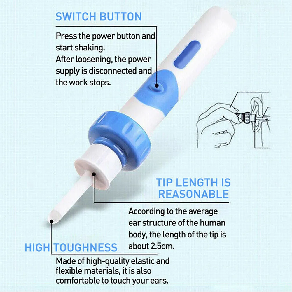 US 1-4 Electric Cordless Vacuum Ear Cleaner Wax Remover Painless Tool w/ Battery