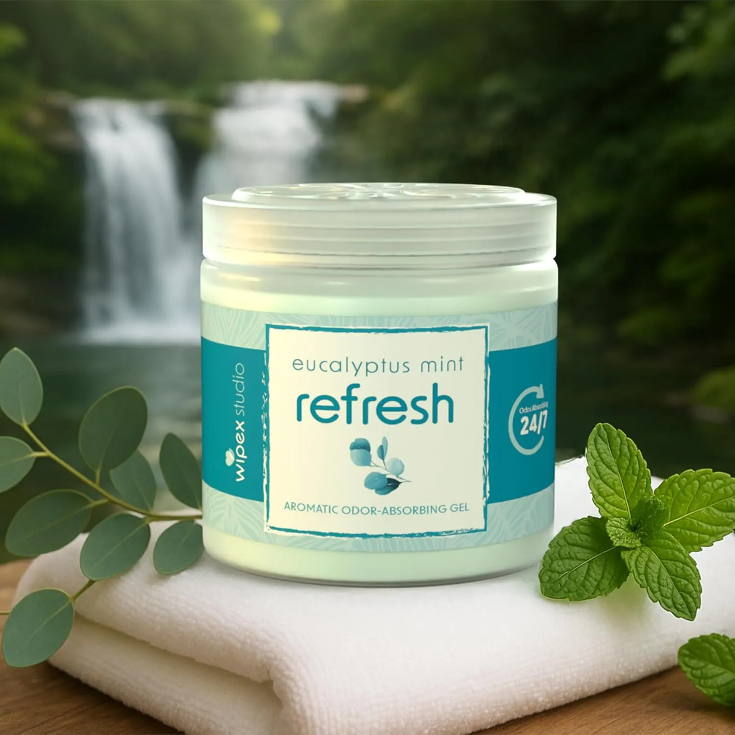 Wipex Odor Eliminator for Home - Refresh Eucalyptus & Mint Odor Absorber, 15 Oz Gel Jar, Long-Lasting Freshness, Ideal for Rooms, Offices, Yoga Studios, Effective Odor Eliminator, 3pk