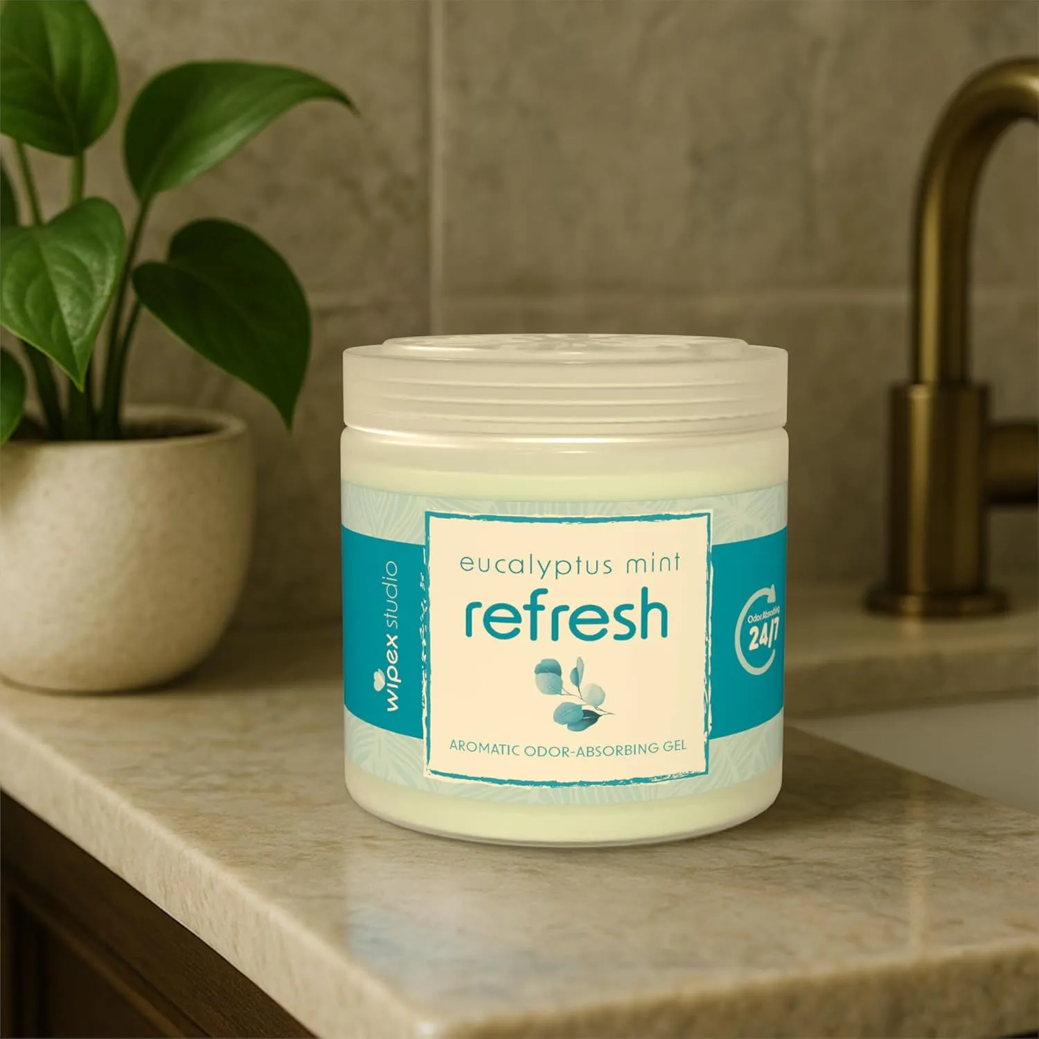 Wipex Odor Eliminator for Home - Refresh Eucalyptus & Mint Odor Absorber, 15 Oz Gel Jar, Long-Lasting Freshness, Ideal for Rooms, Offices, Yoga Studios, Effective Odor Eliminator, 3pk
