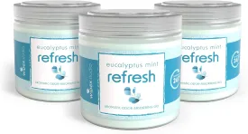 Wipex Odor Eliminator for Home - Refresh Eucalyptus & Mint Odor Absorber, 15 Oz Gel Jar, Long-Lasting Freshness, Ideal for Rooms, Offices, Yoga Studios, Effective Odor Eliminator, 3pk